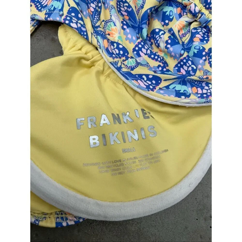 Frankie's Bikinis Birdie Ruffle Bikini Top | Monarch Butterfly Print in Small